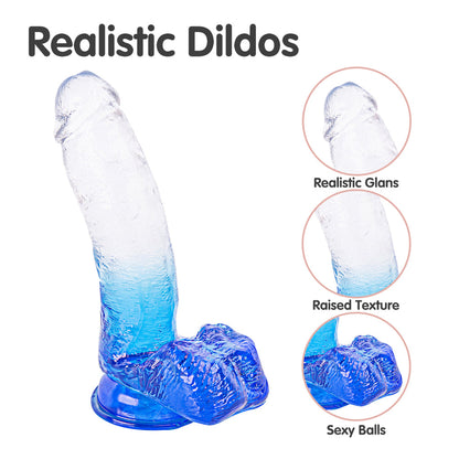 Blue Gradient Suction Cup Dildo 7 Inch