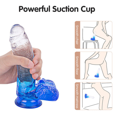 Blue Gradient Suction Cup Dildo 7 Inch