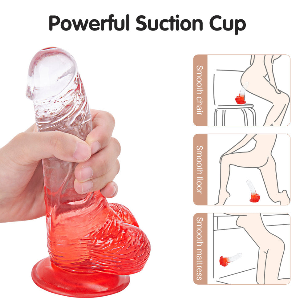 Red gradient suction cup dildo 7 Inch