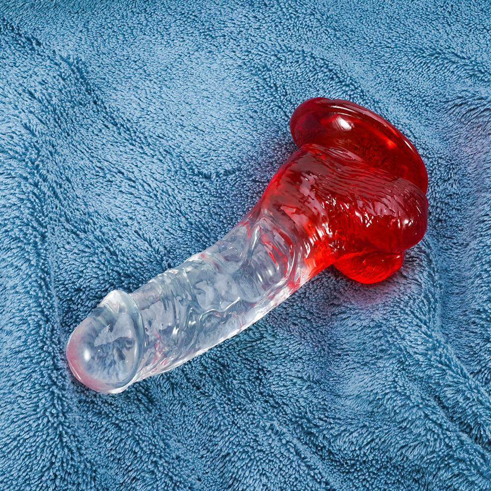 Red gradient suction cup dildo 7 Inch