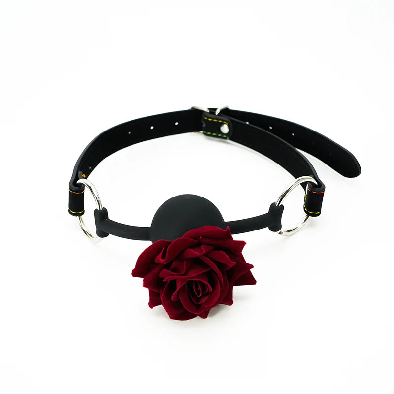 The Crimson Solstice Silicone Rose Ball Gag