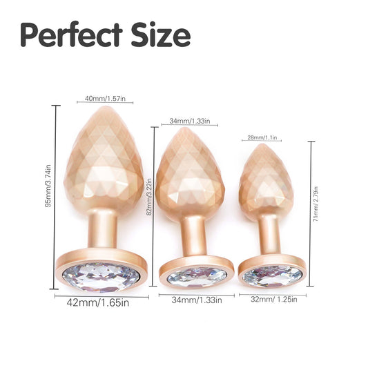 Gold Light Ball Metal Butt Plug Set (3 Piece)